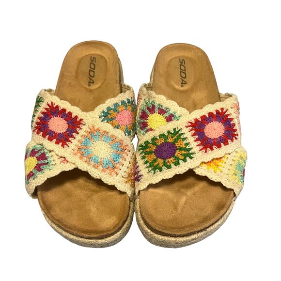 Soda Crochet Espadrille Sandals Size 7 - Picture 1 of 5